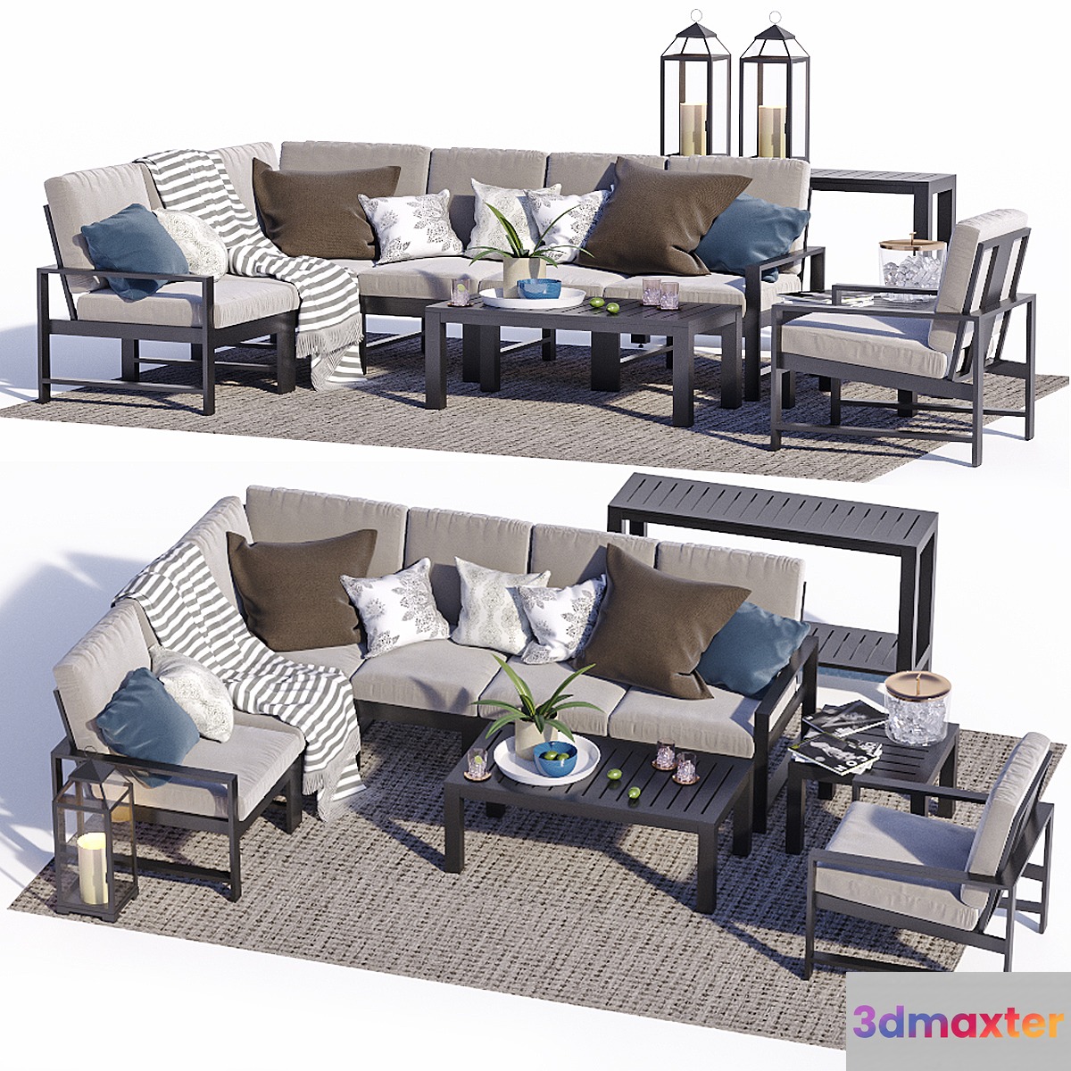 Indio Metal Outdoor Furniture Set 2 3D Max