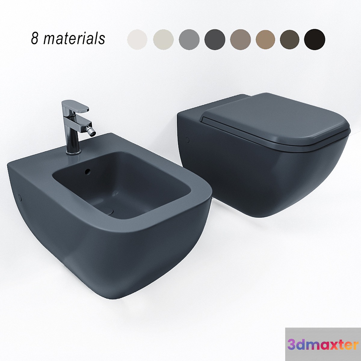Ceramica Cielo Shui Comfort hanging toilet and bidet 3D Max