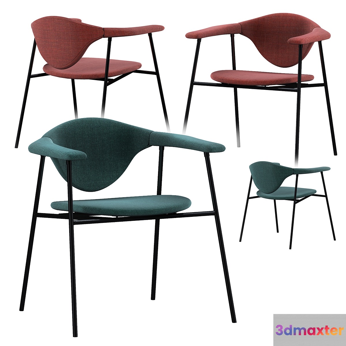 GUBI Masculo Chair with steel and base 4 legs 3D Max