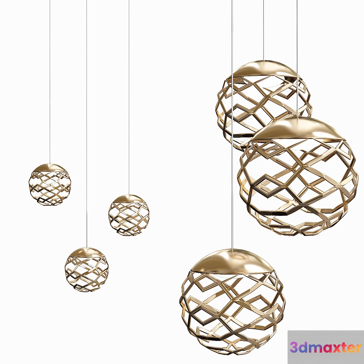 Kelly Cluster Sphere Pendant Light - 3 Lights 3D Max