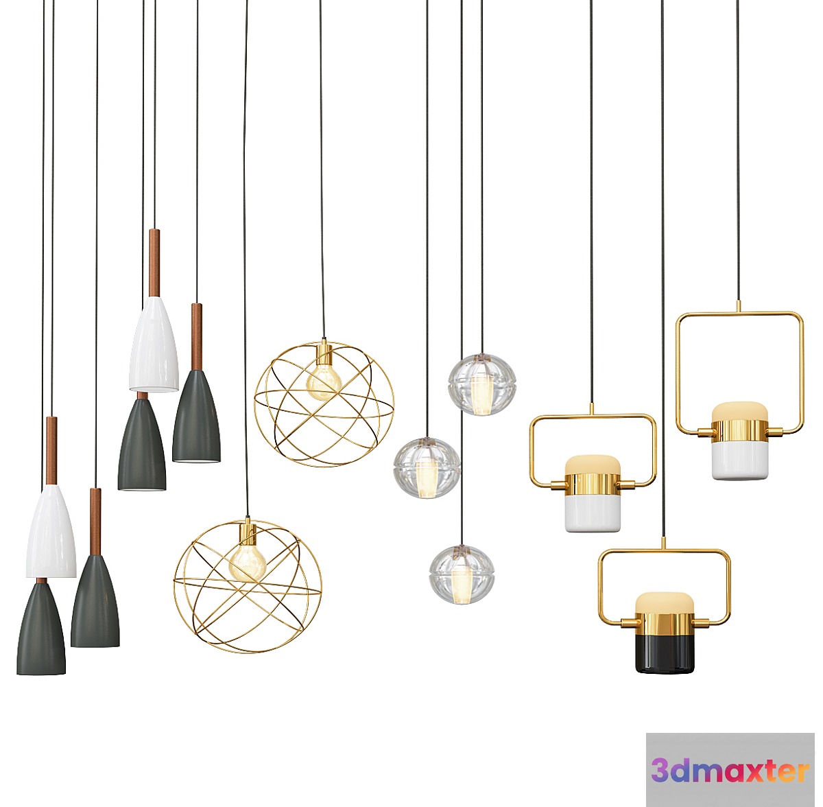 Four Hanging Lights_5 3D Max