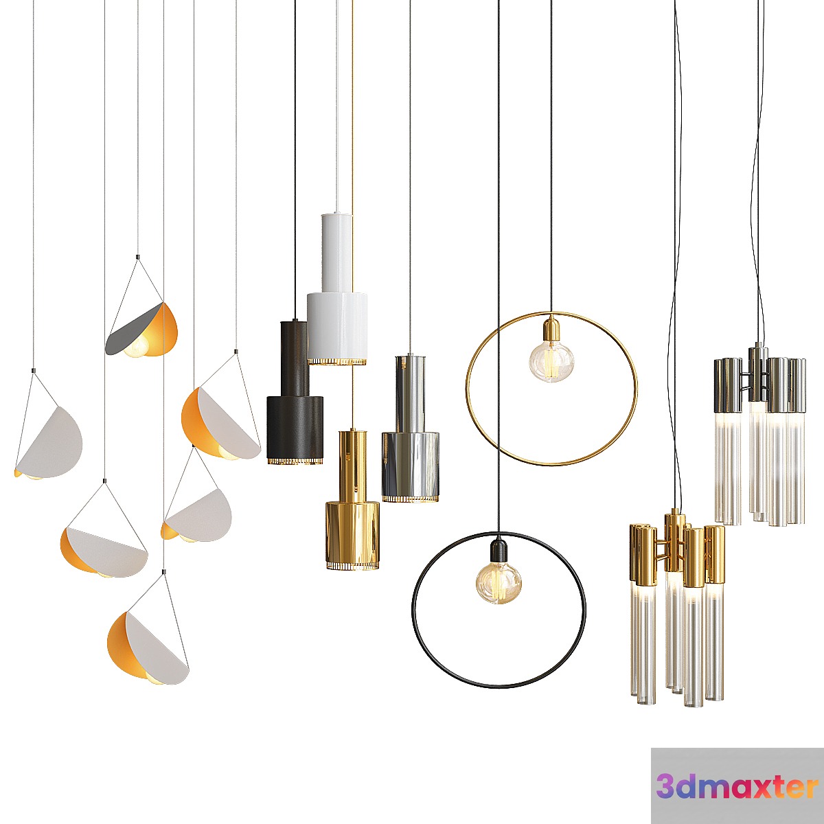 Four Hanging Lights_6 3D Max