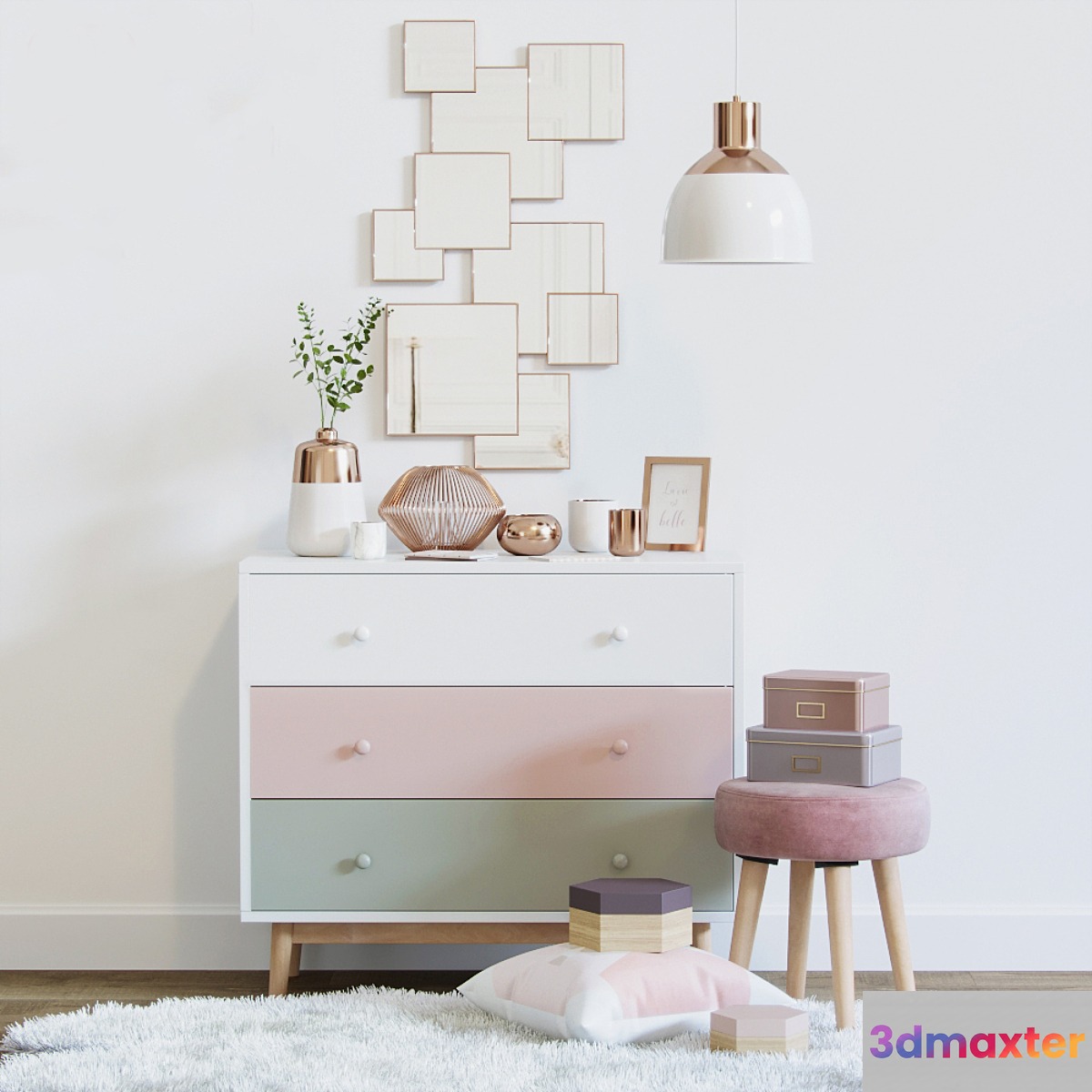 Pink decorative set - Maisons du Monde 3D Max