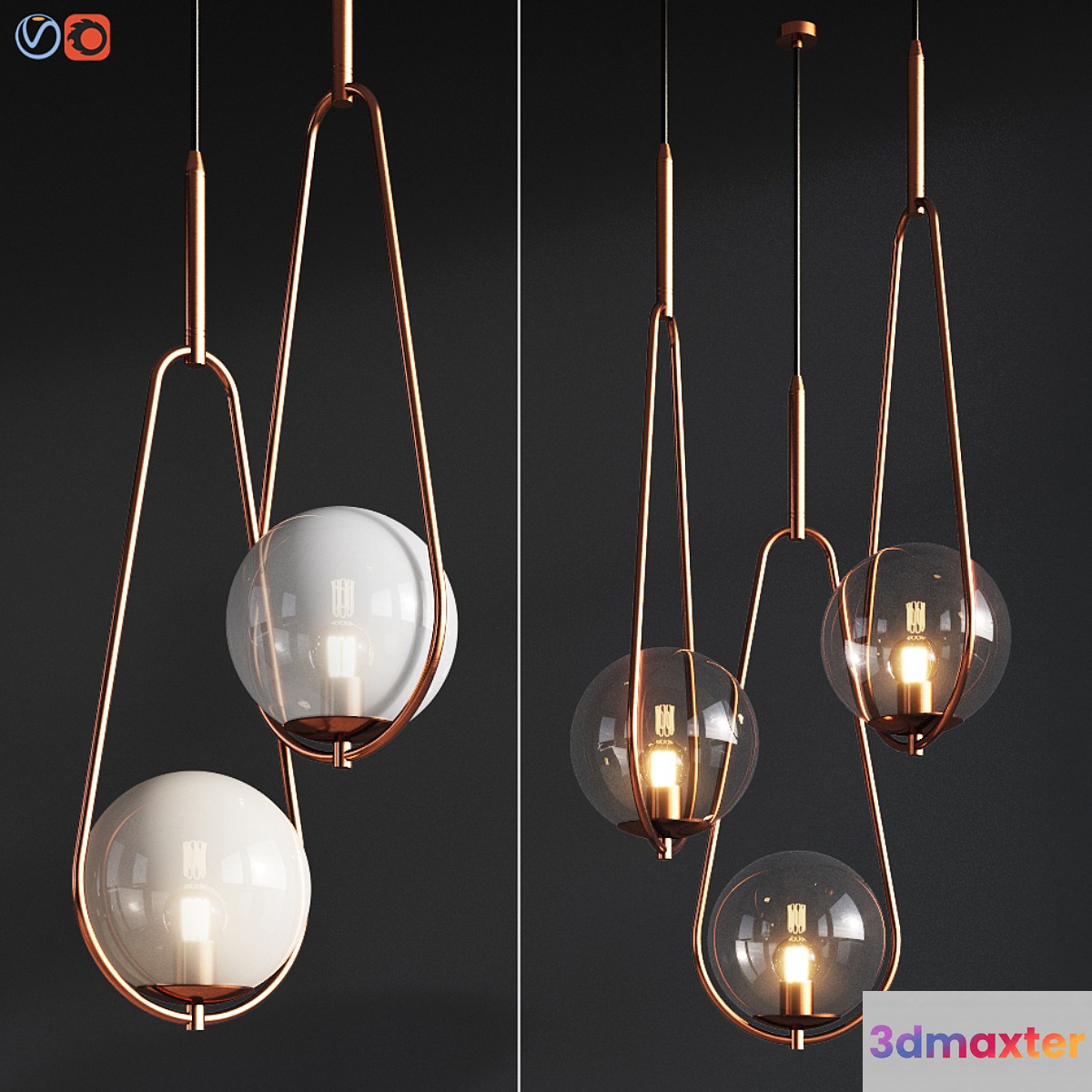 Pendant Lamp Loop Brass Kare Design 3D Max