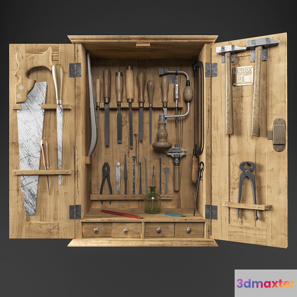 Cabinet with carpenter tools _ Cabinet with carpenter tools 3D Max