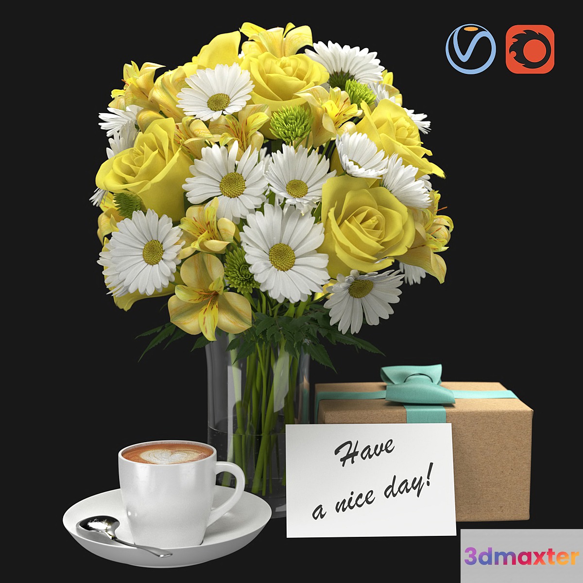Bouquet of flowers 3D Max