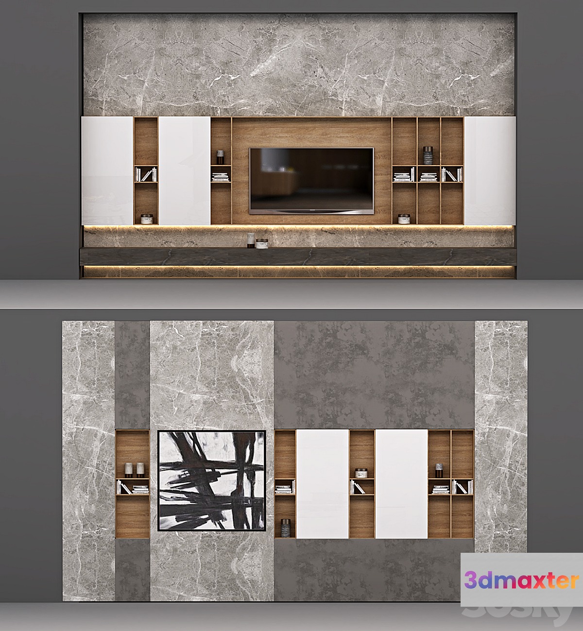 tv wall custom made 3D Max