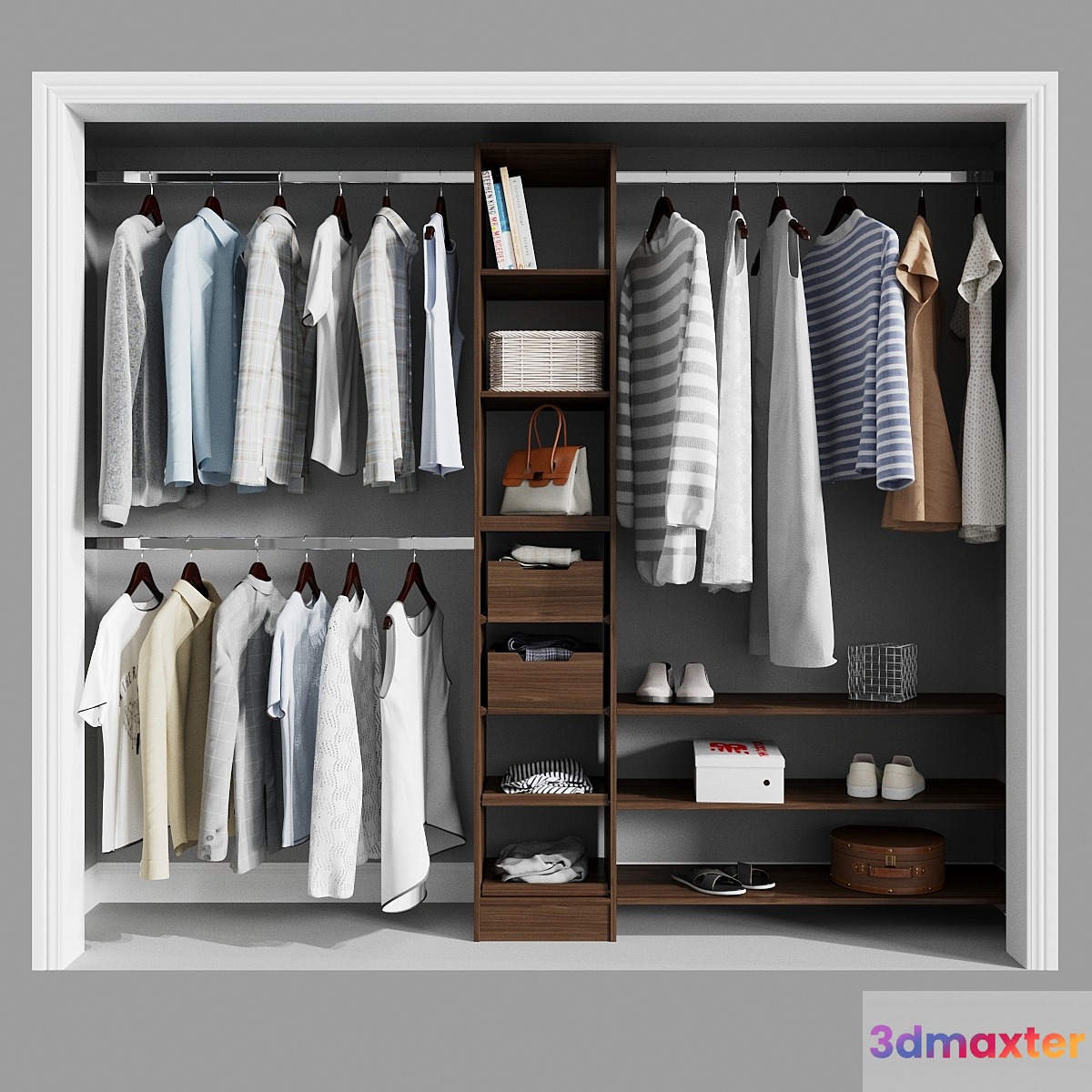 Melamine Reach-In Closet Kit in Mocha - No.2 3D Max