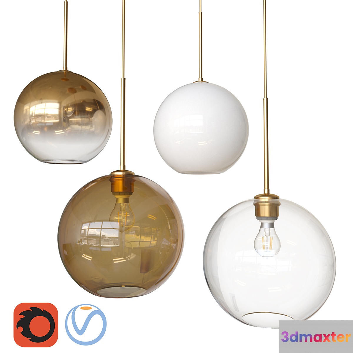 West Elm Sculptural Glass Globe Pendant - Medium 3D Max