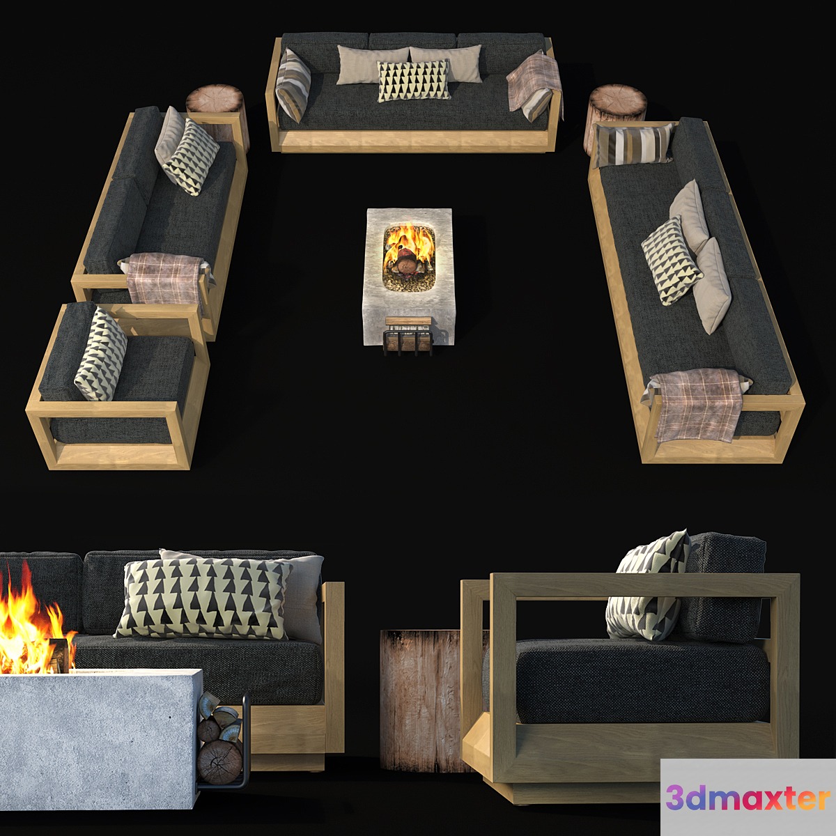 Paloma Teak Outdoor Seating Collection 3D Max