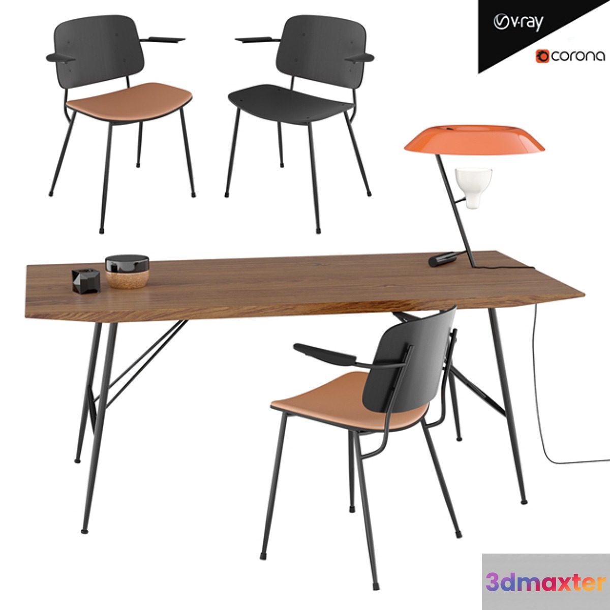 Set Soborg armchair table 3D Max