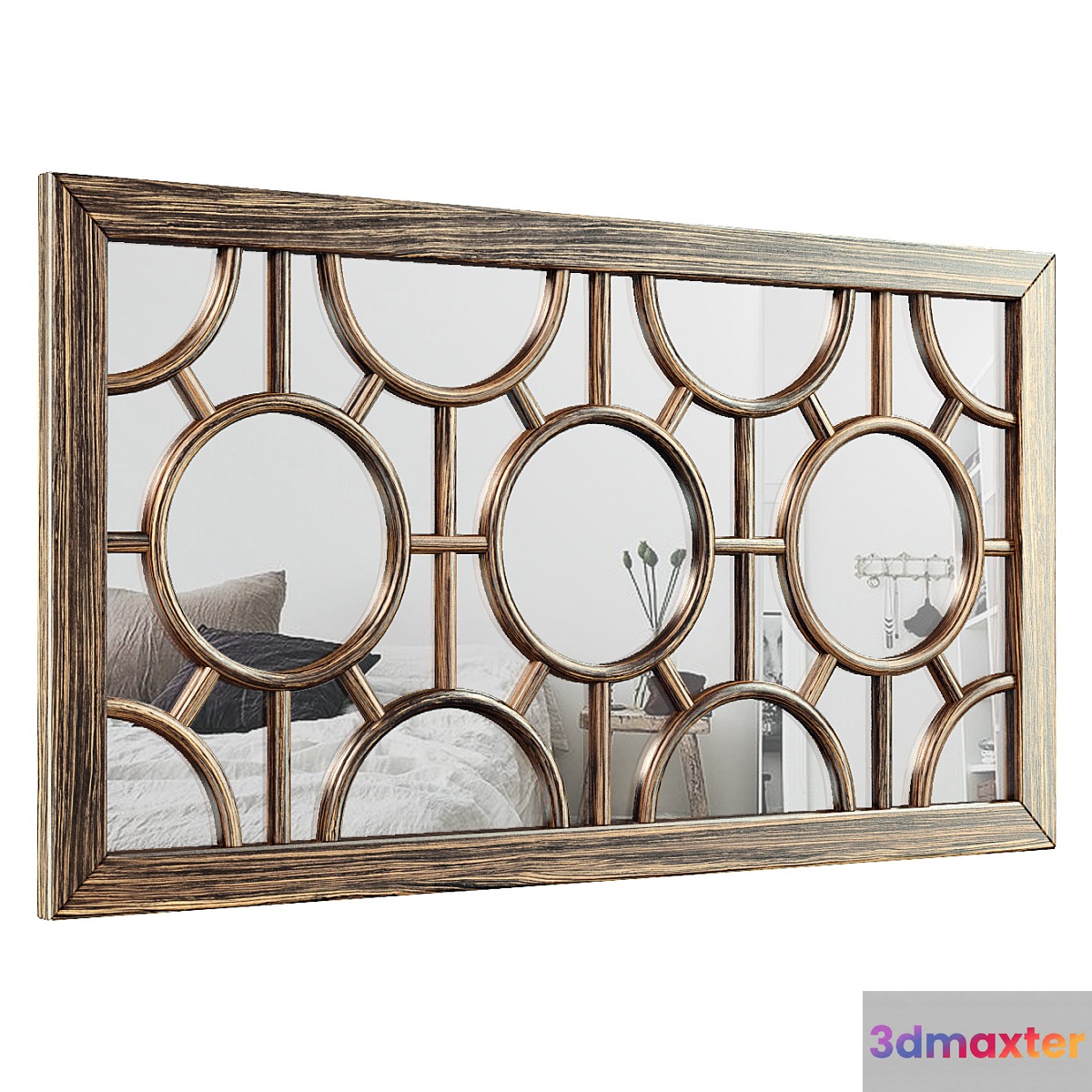 Kimberlee Geometrical Circles Decorative Rectangular Wall Mirror MTNA4435