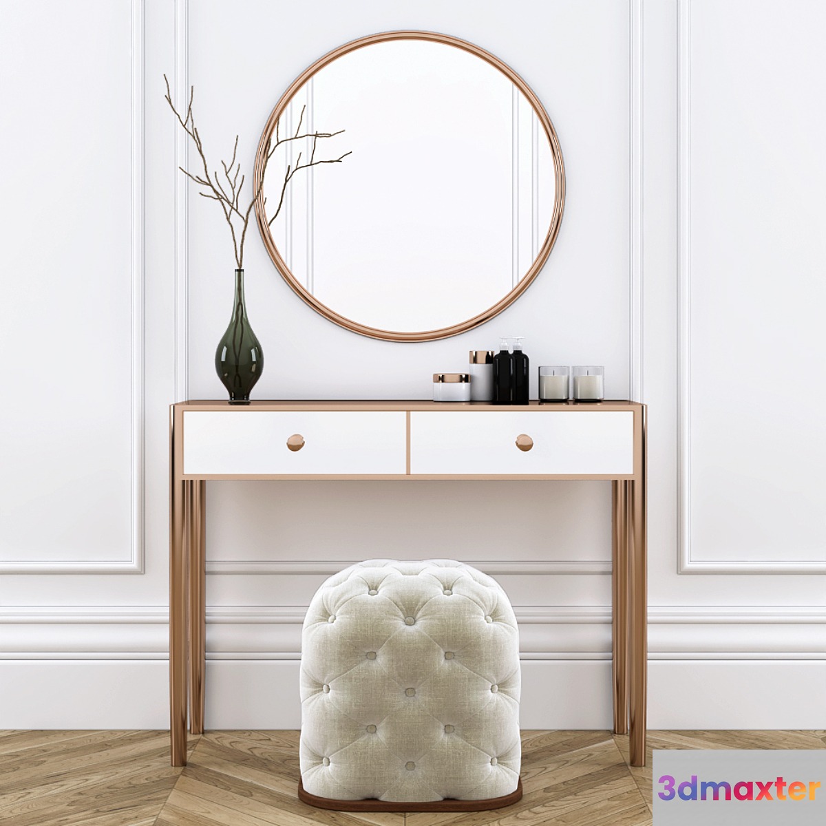 Dressing table with pouf