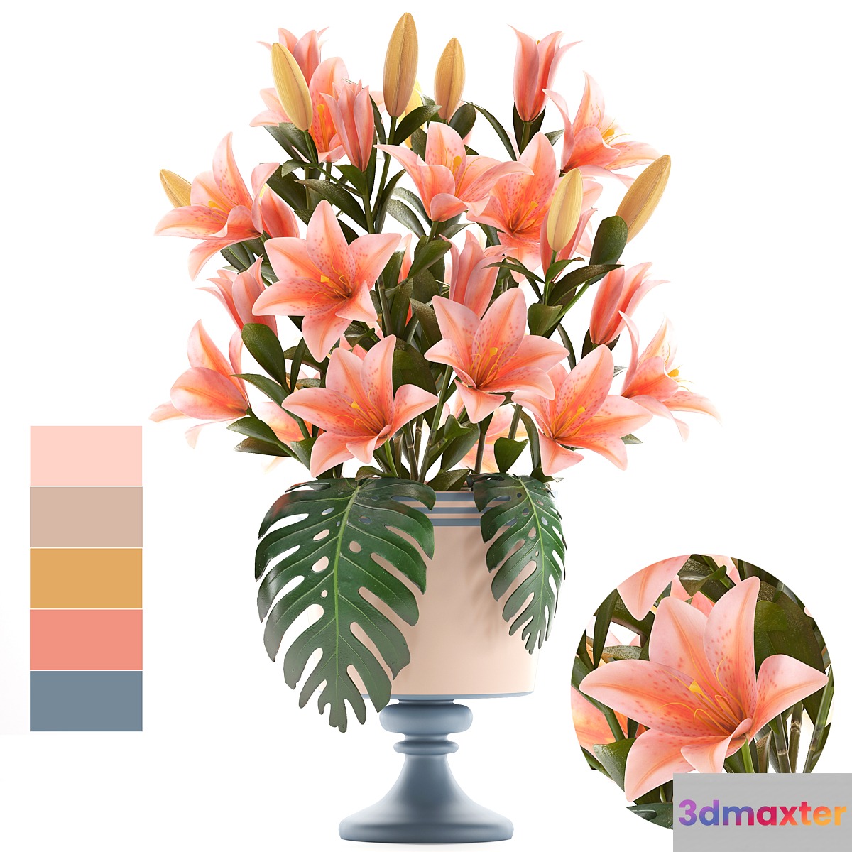 Collection of flowers 57. Bouquet of Lilies flower vase decor 3D Max