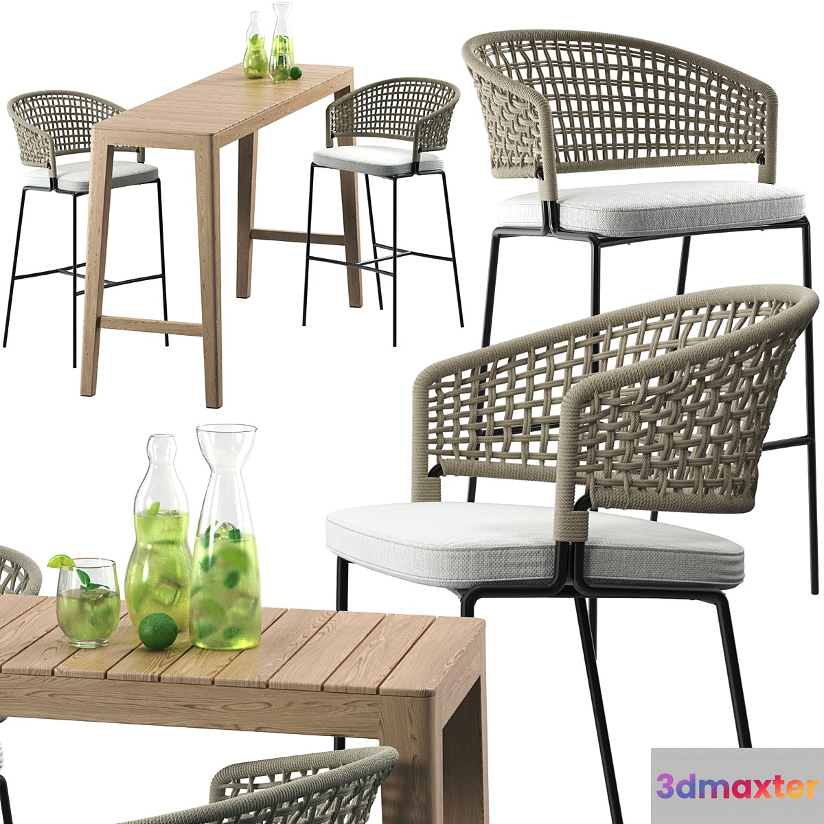 Tribu CTR Bar Chair set 3D Max