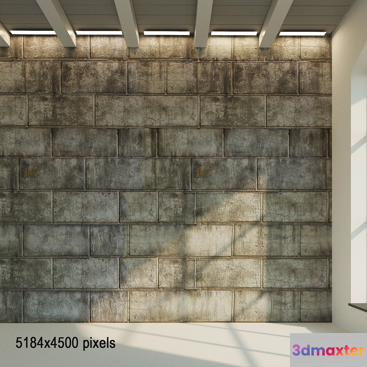 The stone block is aged. Stone wall 3D Max