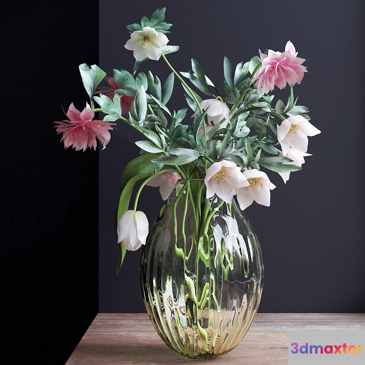 Bouquet of flowers in a vase 24 3D Max