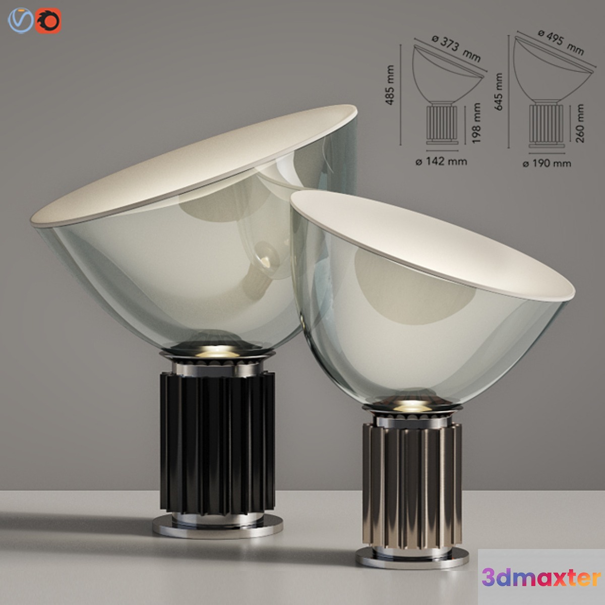 Flos Taccia Table Lamp Small & Large - No.2 3D Max