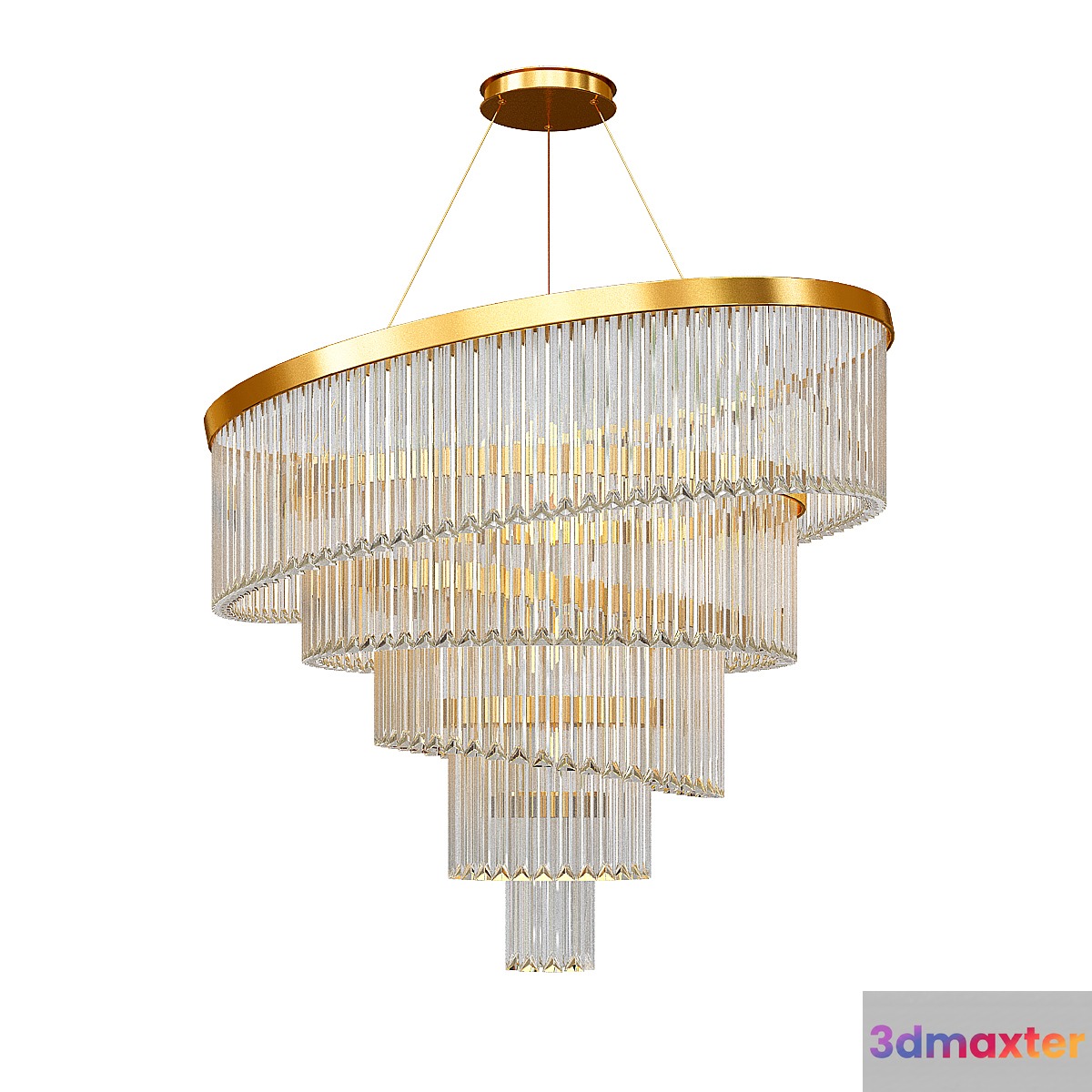 Gold Plated Spiral Crystal Designer Chandelier 3D Max