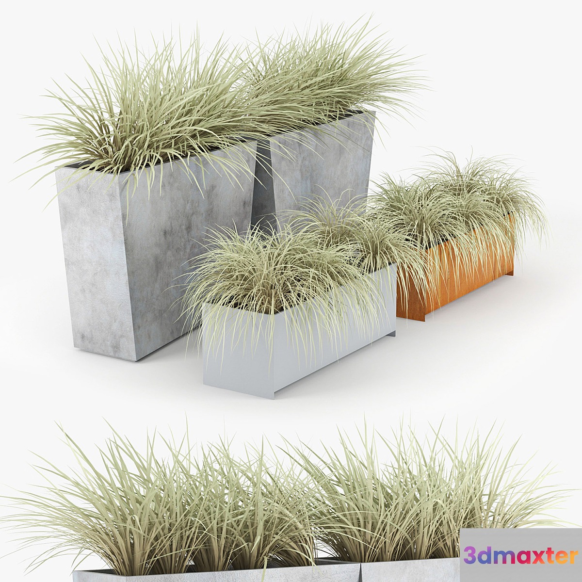 Twista Contemporary Modern Outdoor Planter Pot Grass 3D Max