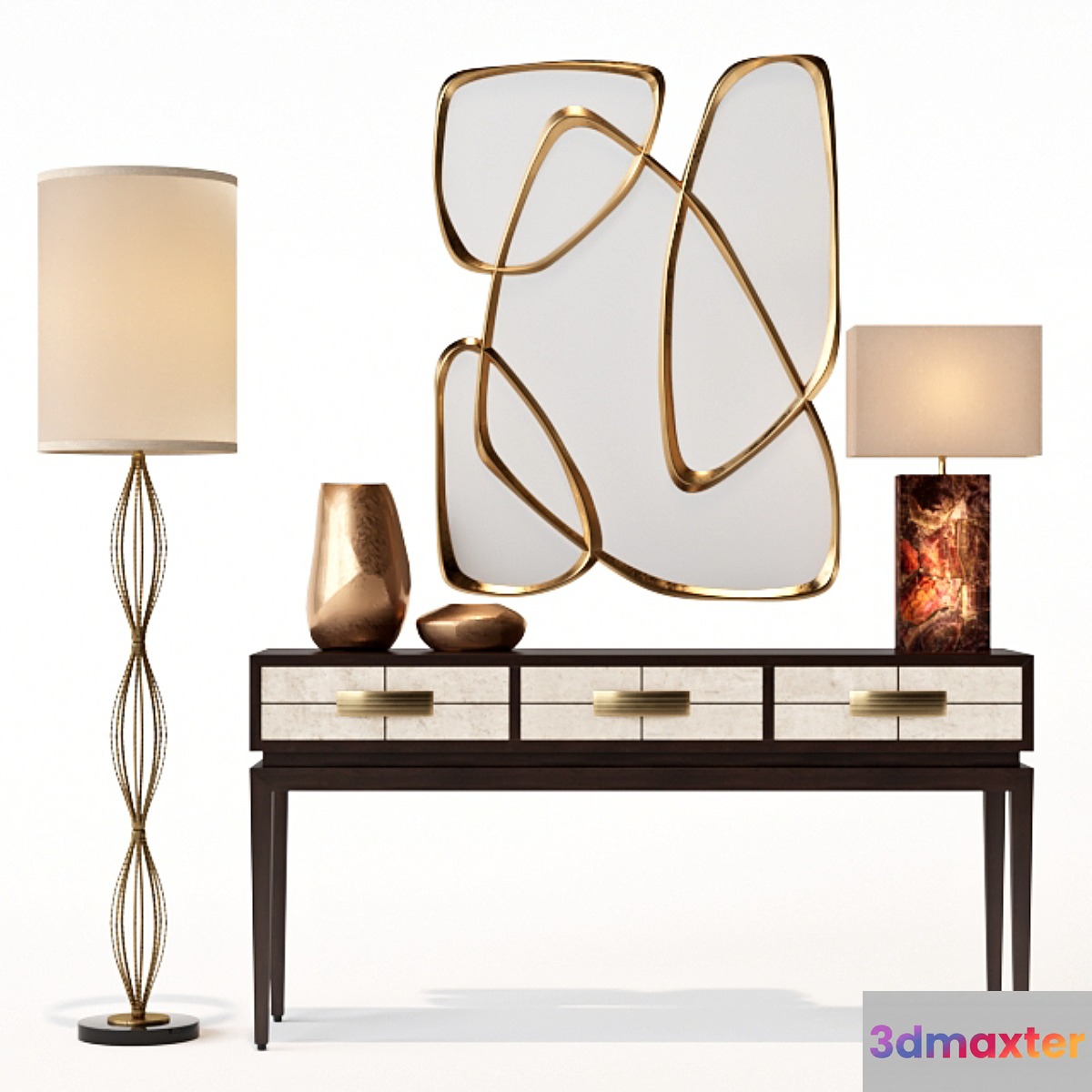 Allegro Three-Drawer Console Table 3D Max