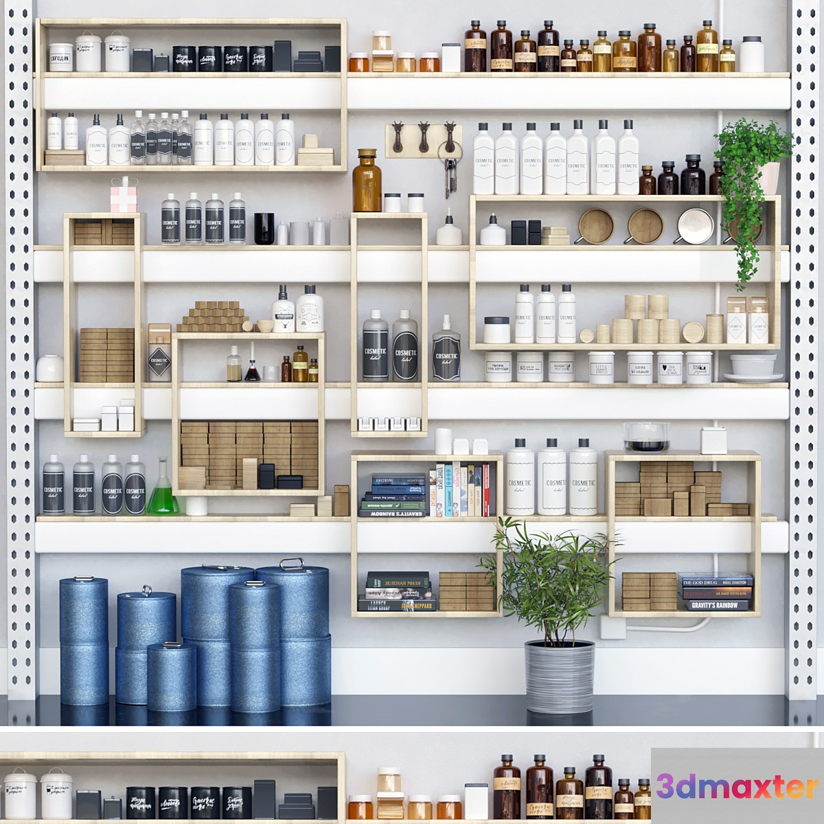 Large cosmetics rack. Beauty salon