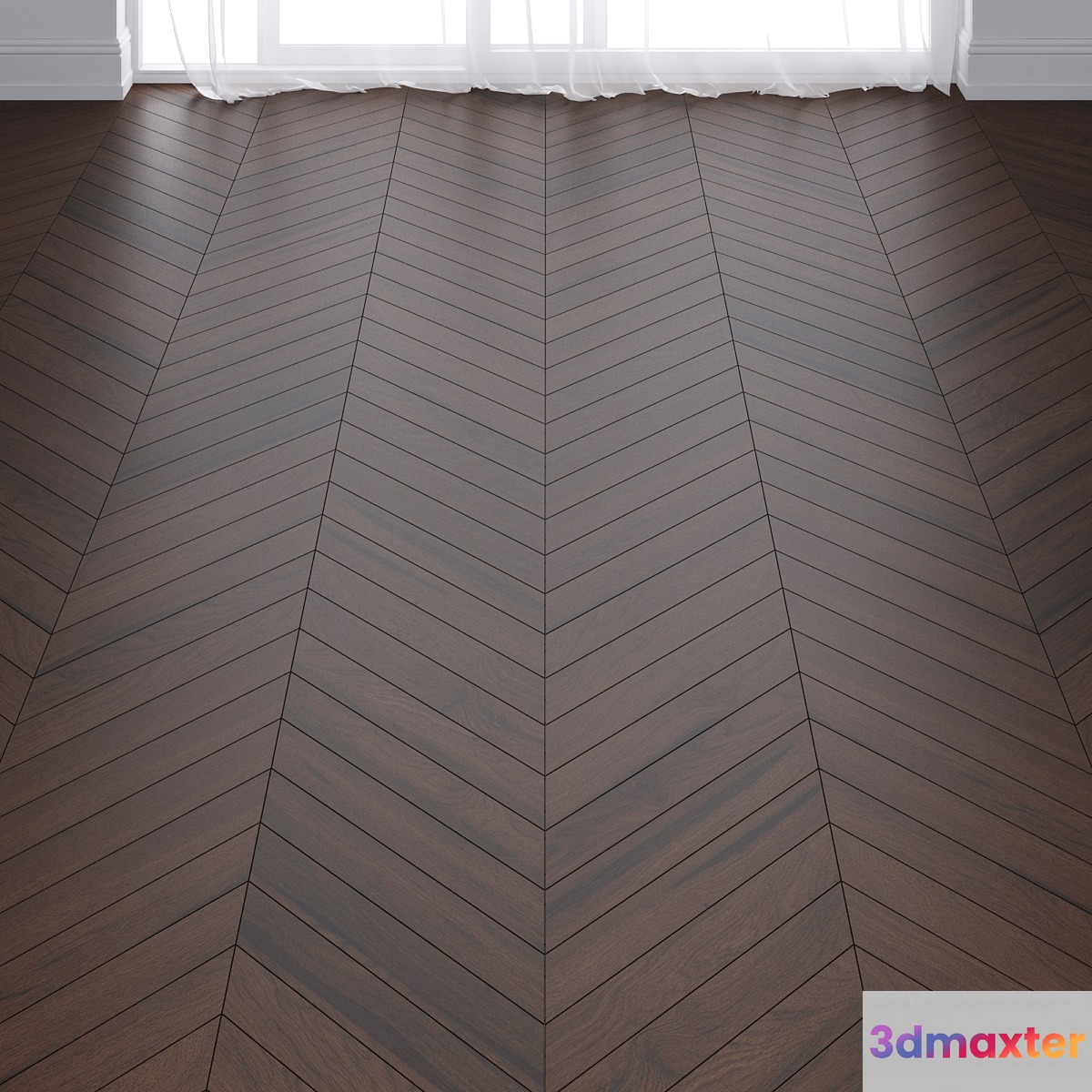 Ebony Oak Wood Parquet Floor in 3 types 3D Max