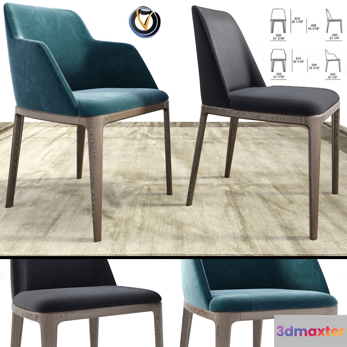 Poliform Grace Dining Chair Duo