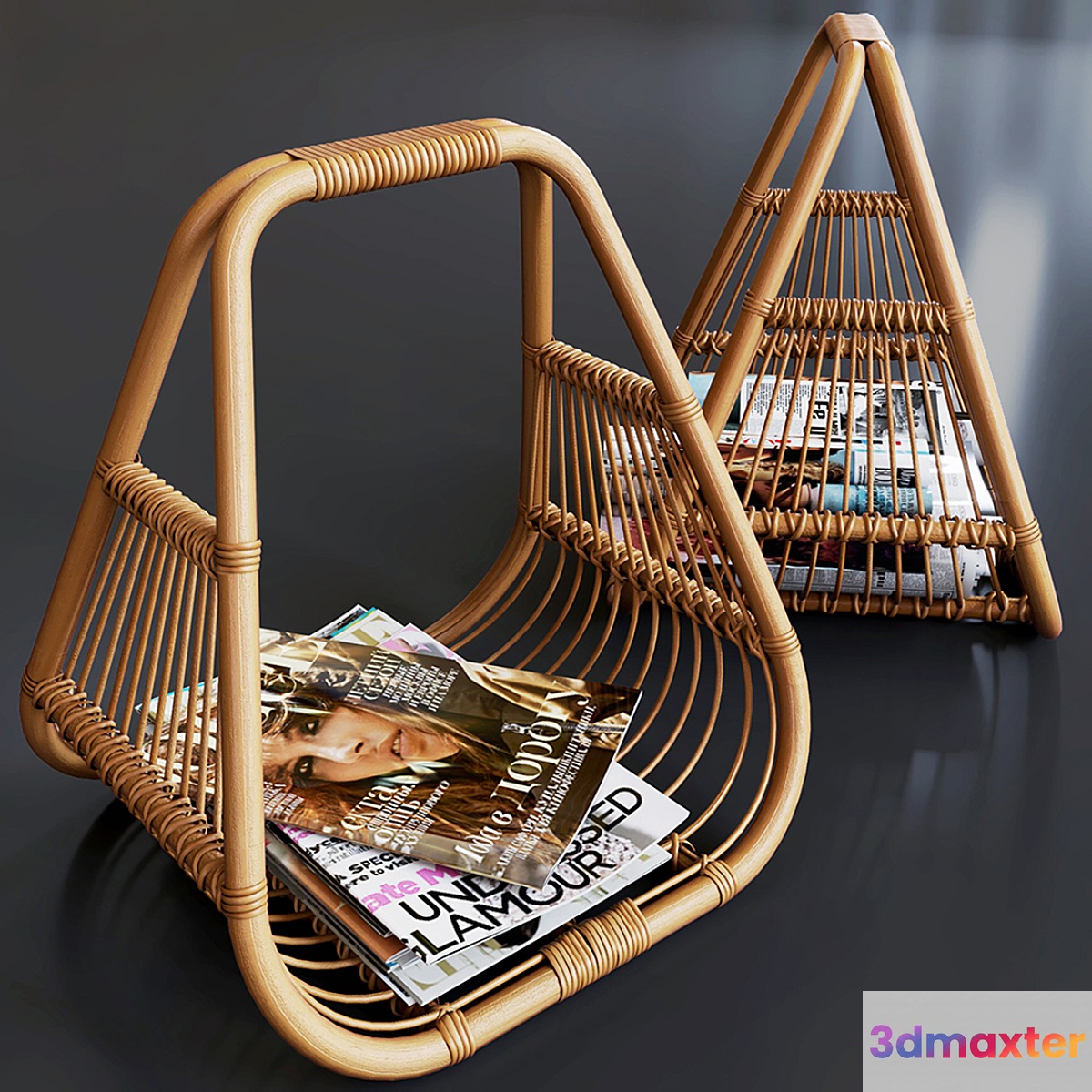 journals set and wicker stand made of natural rattan