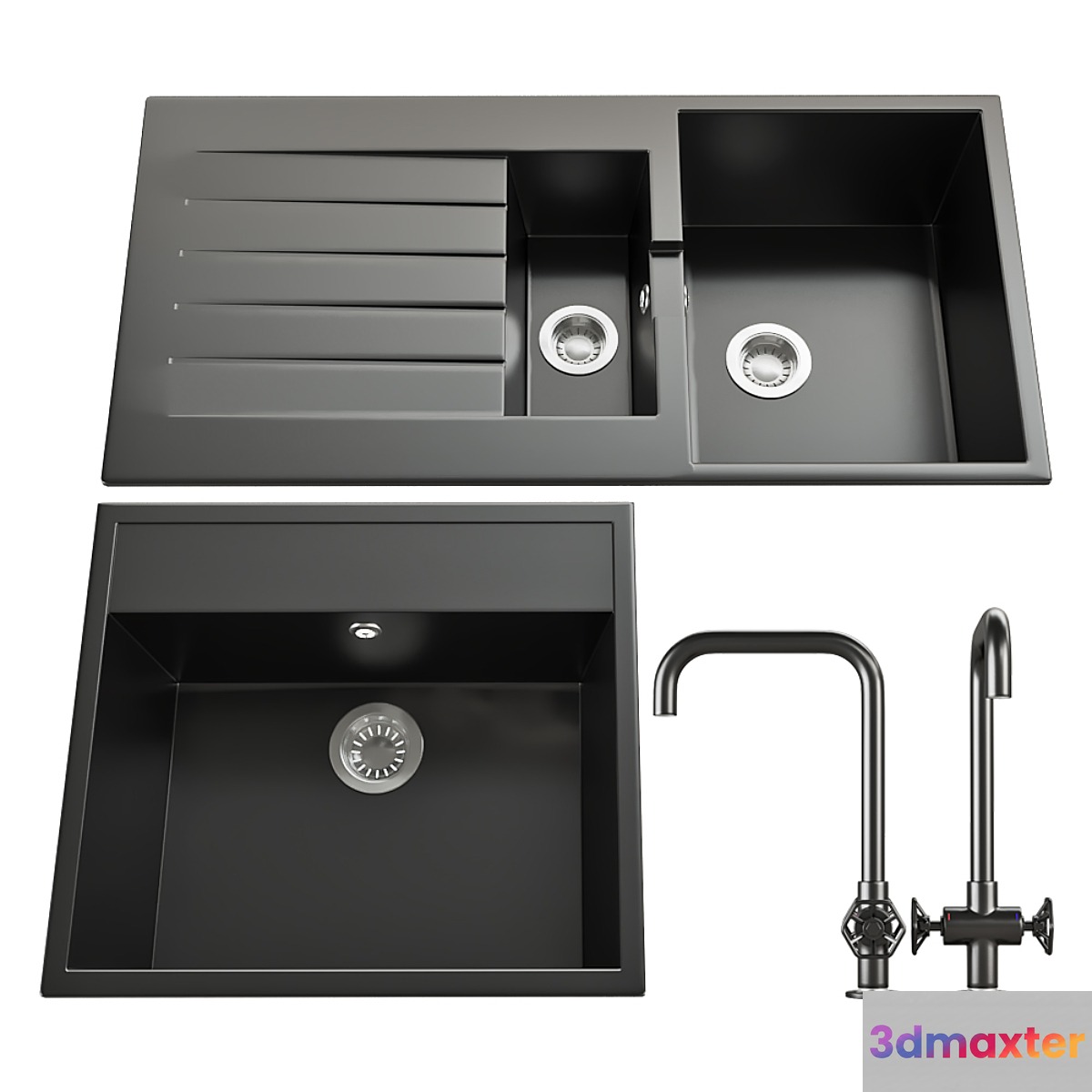 Kitchen set Ikea: Mixer HAMLESHEN and mortise washers HELLVIKEN 3D Max