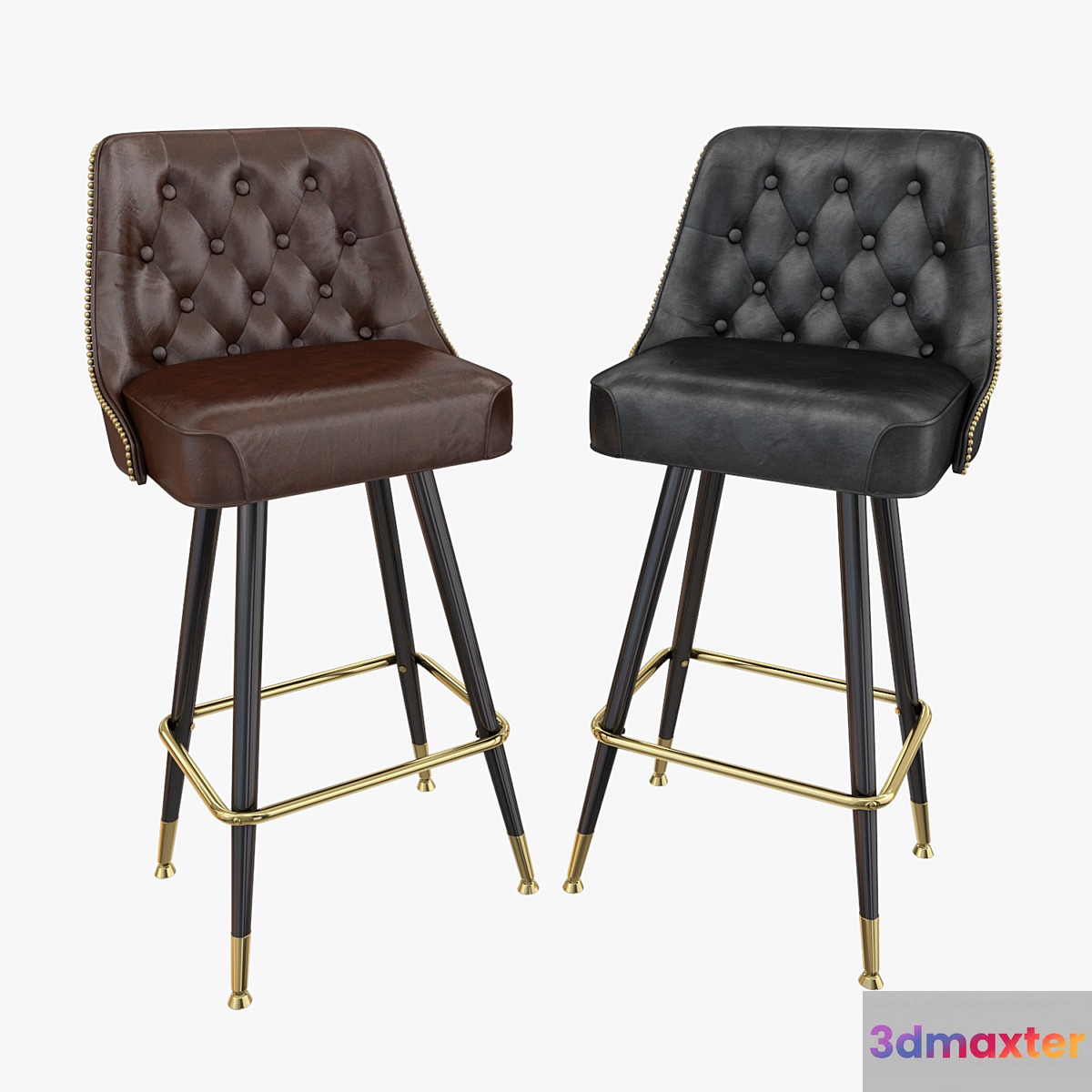 Tufted back bar stool 3D Max