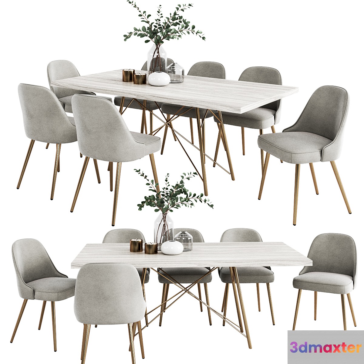 West Elm Dinning Set 3D Max