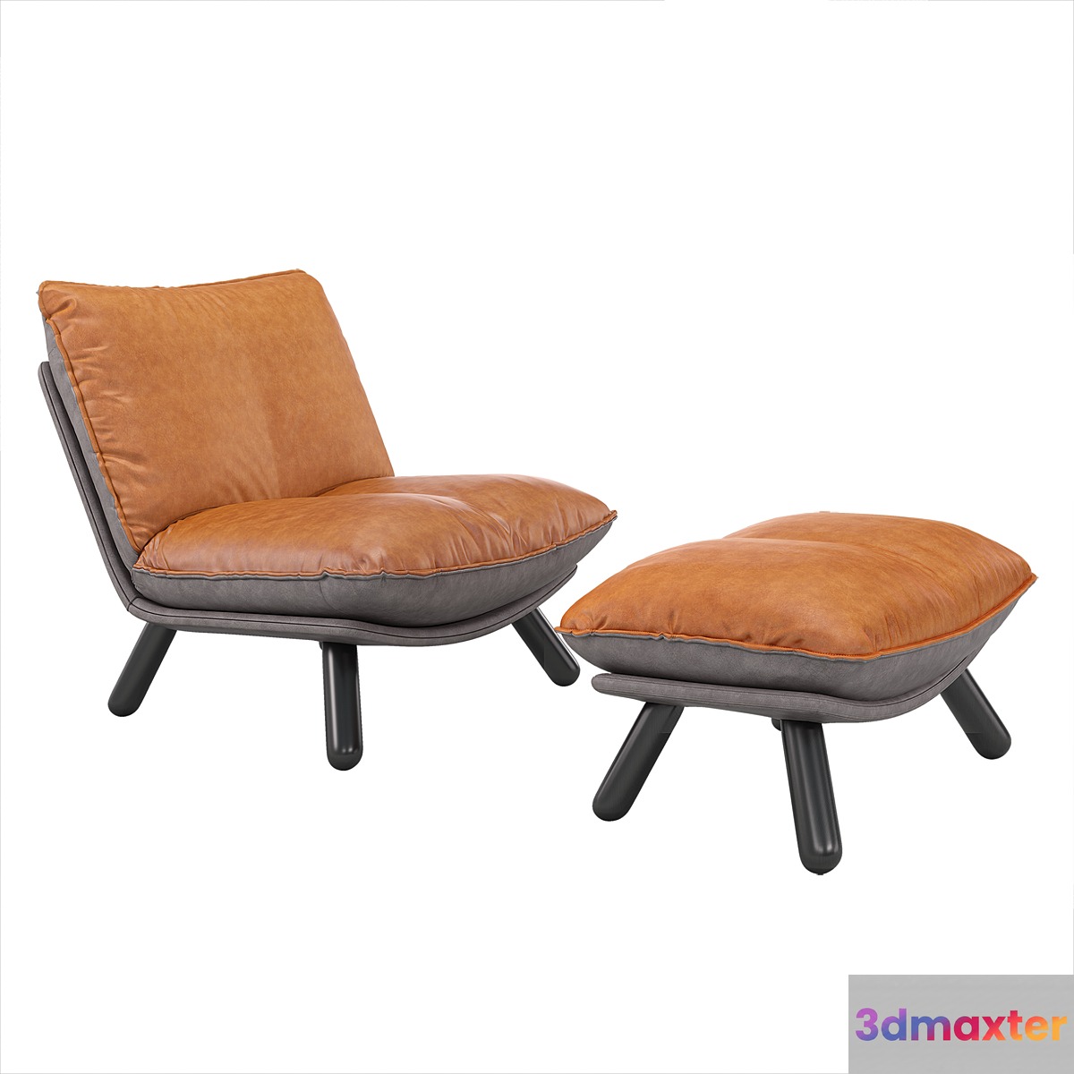 Lazy Sack lounge chair & hocker 3D Max