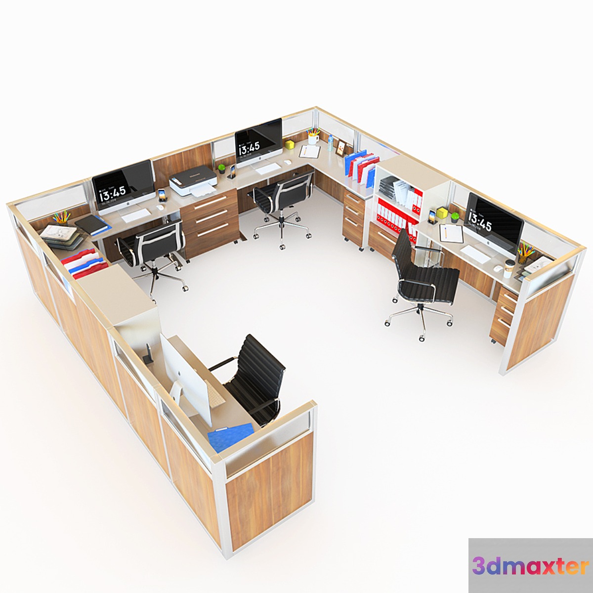 Office Cubicle With Seperator Walls - 2 3D Max