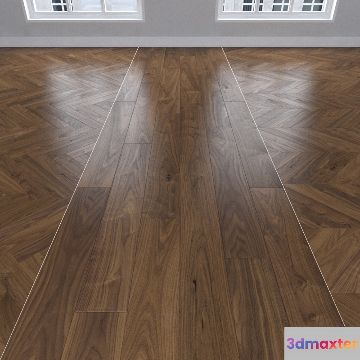 Parquet American walnut 3 kinds: herringbone linear chevron.