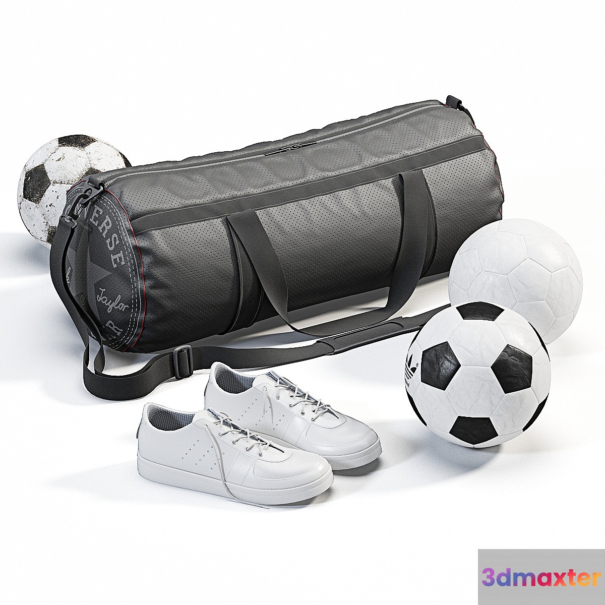 Sports bag with sneakers and balls