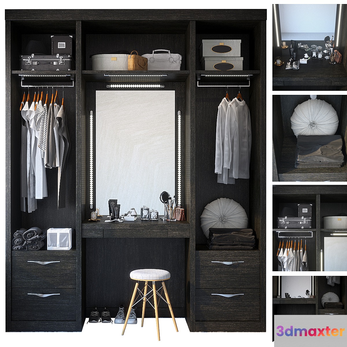 Wardrobe with dressing table 3D Max