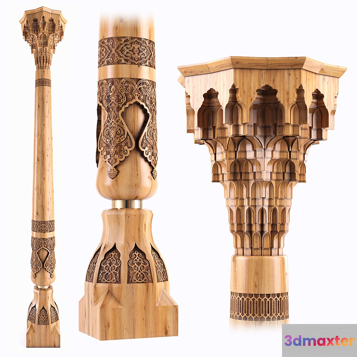 East carved column 3D Max