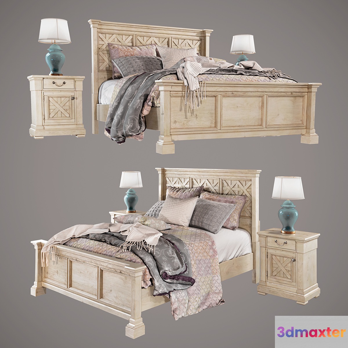 Bolanburg Queen Bed with 2 Nightstands 3D Max