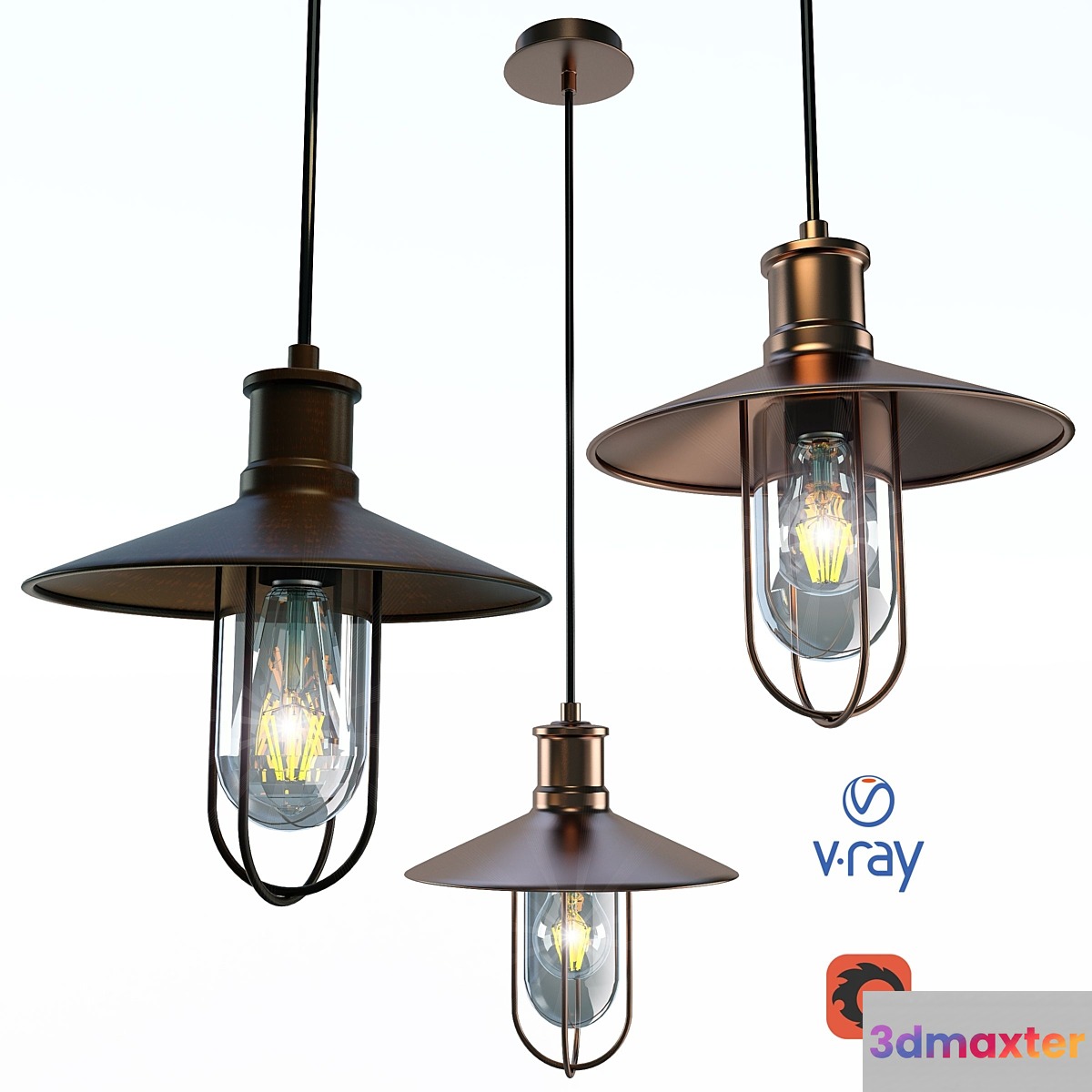Hanging lamp model NAARDEN from the company LUCIDE Belgium. 3D Max