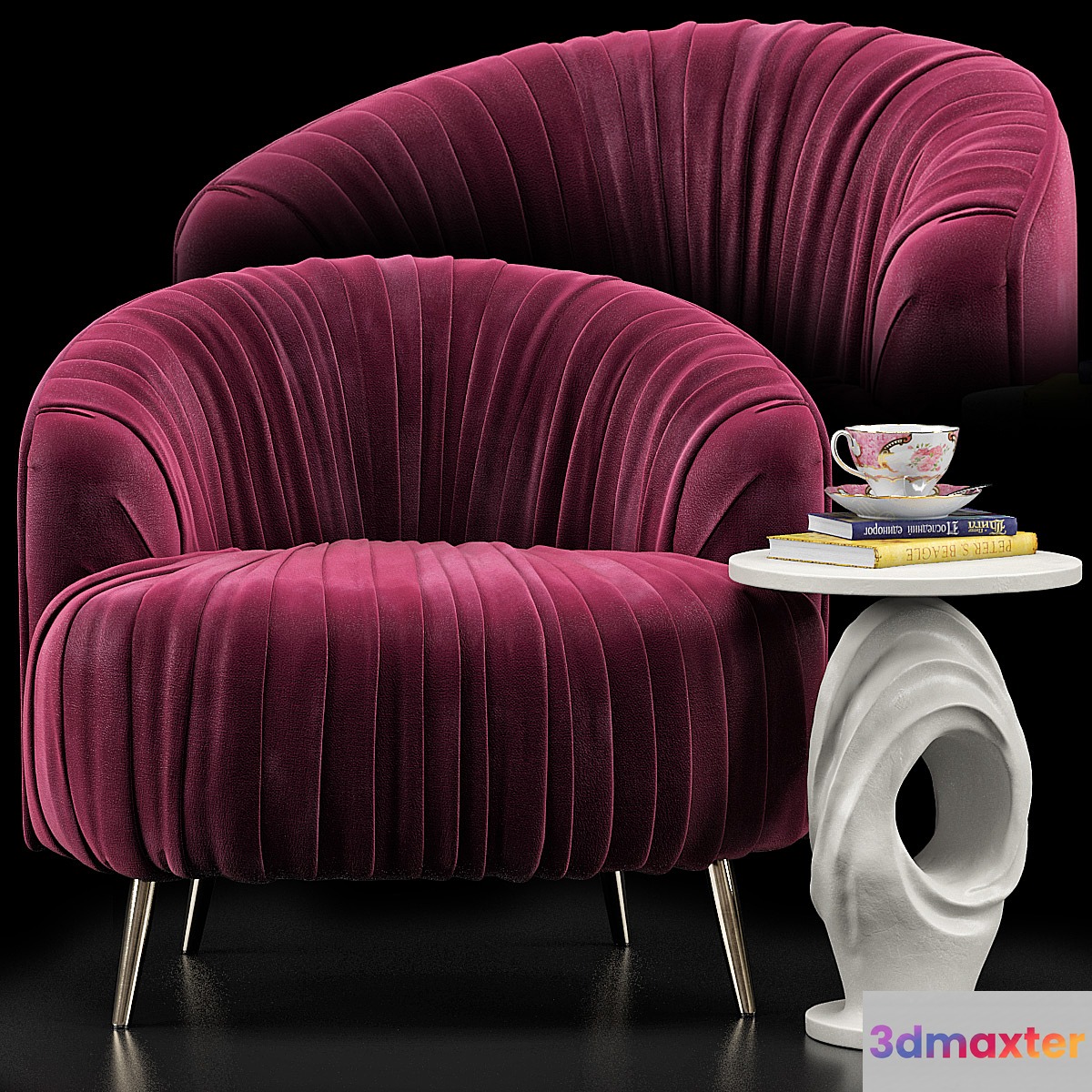 Opal Accent Chair Papier Mache Wave Side Table - No.3
