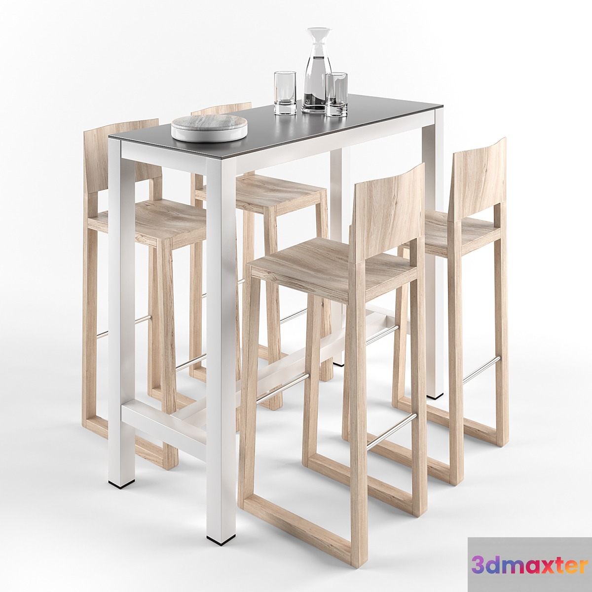 Table Gaber Banket and chairs Brera for a bar 3D Max