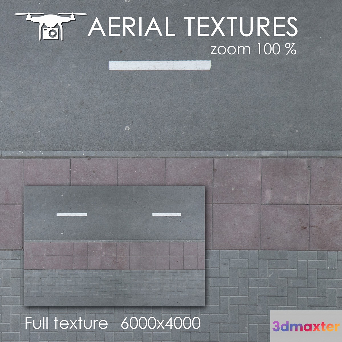 Asphalt with sidewalk 67 3D Max