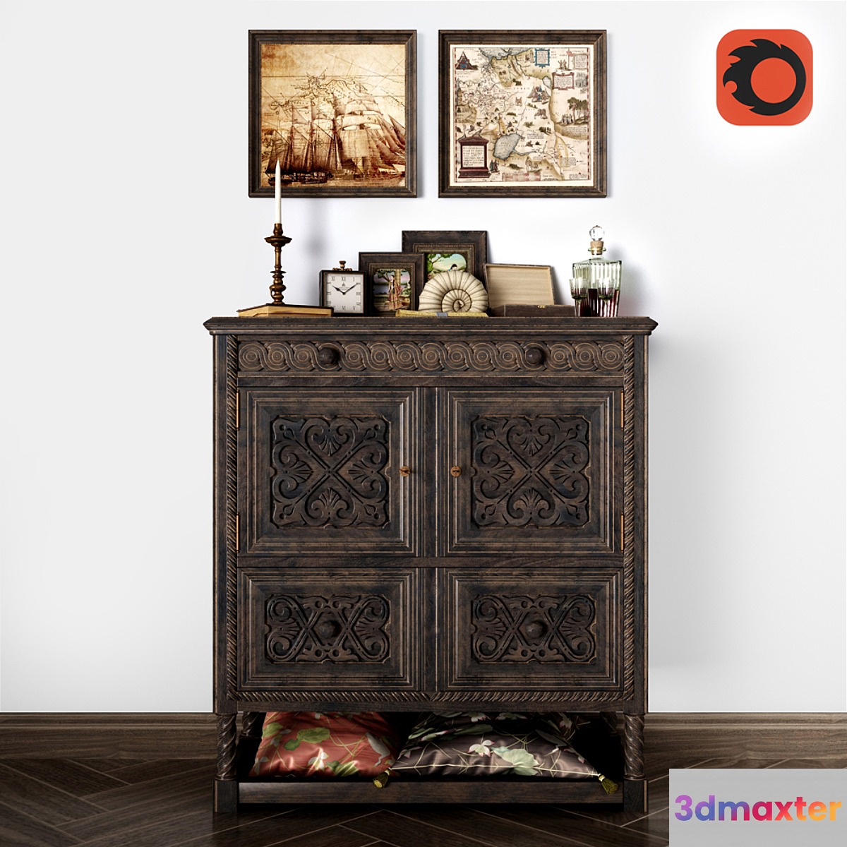 chest of drawers Winter White Antique Cabinet