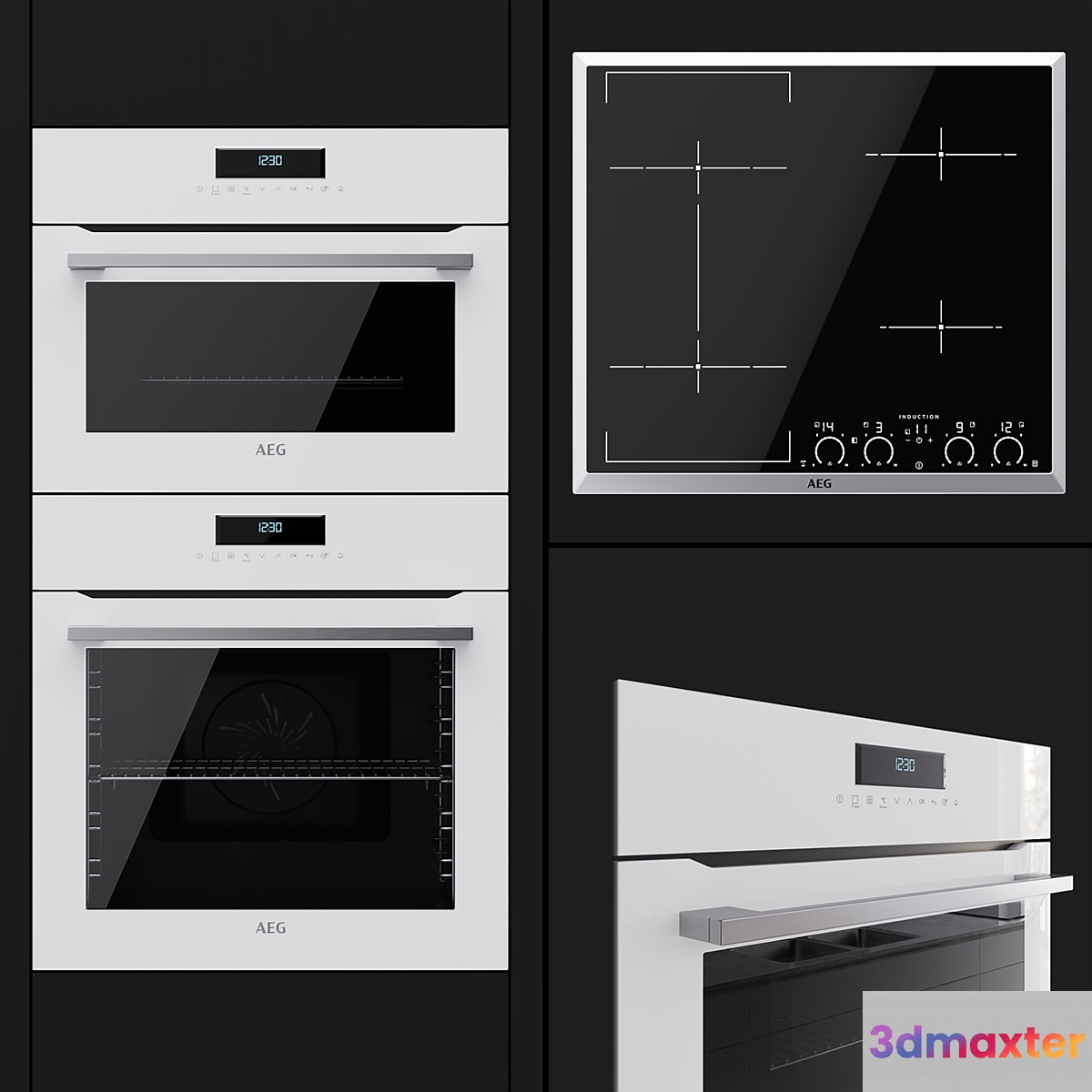 AEG - an oven BCR742350W a compact oven KMR761000W and a hob IKK64545XB