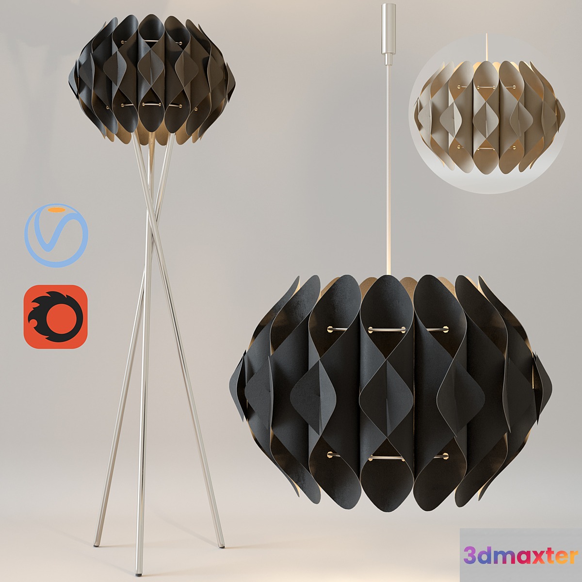 Chandelier and floor lamp AZZARDO RUBEN