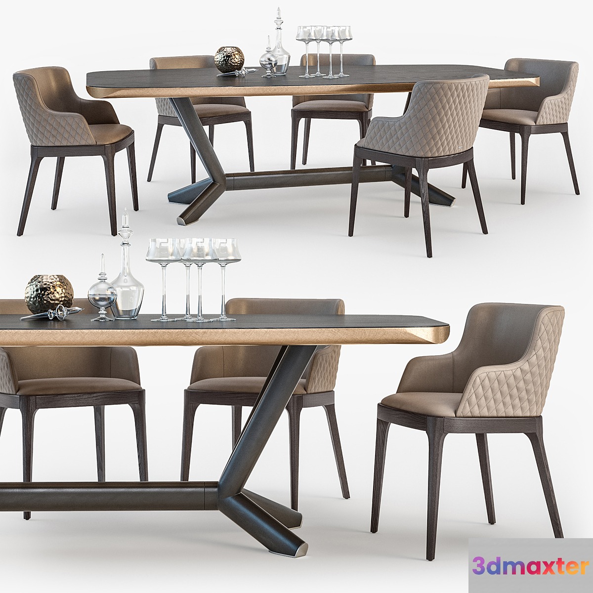 Cattelan Italia Planer table Magda armchair set01