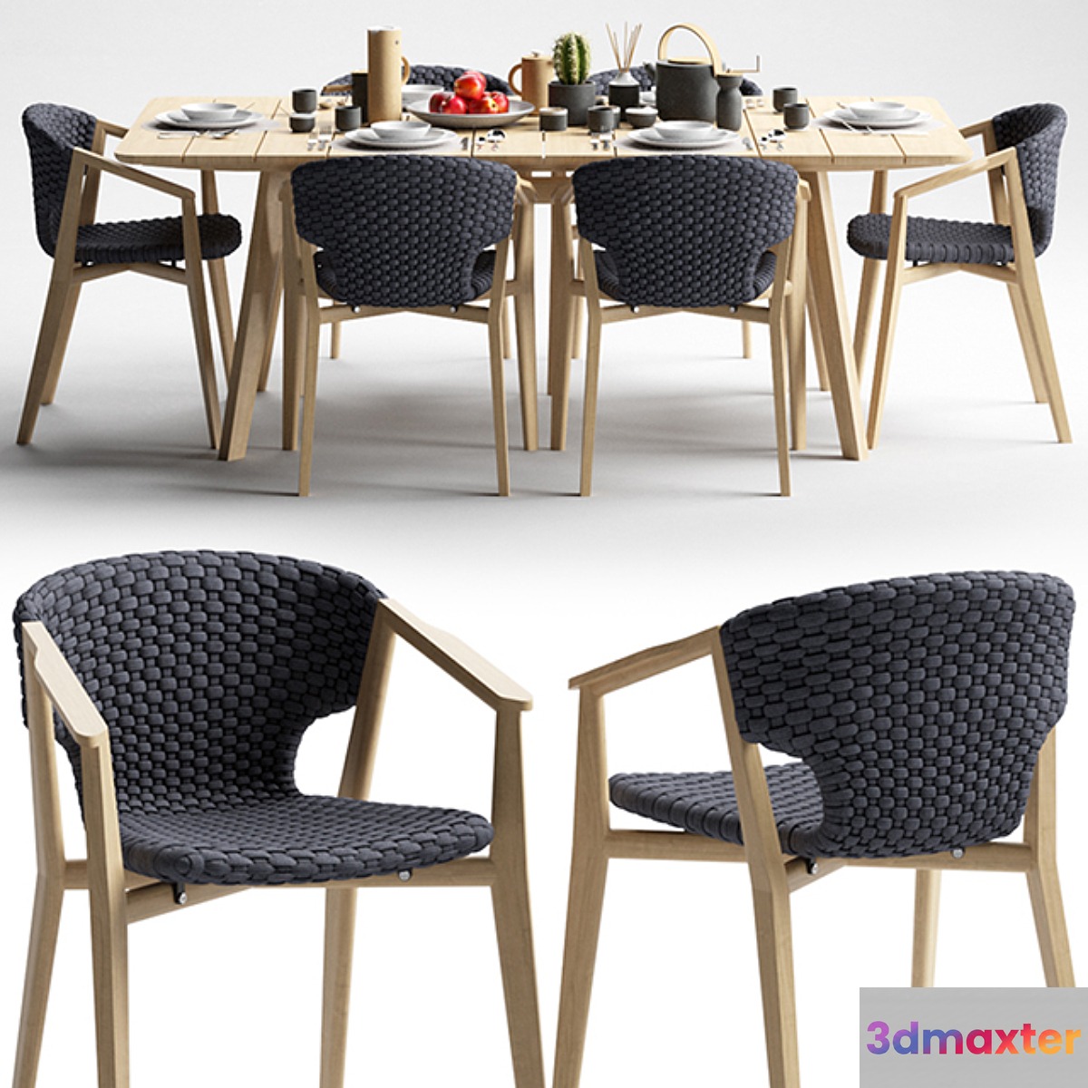 Ethimo Knit Dining Armchair and Dining Table