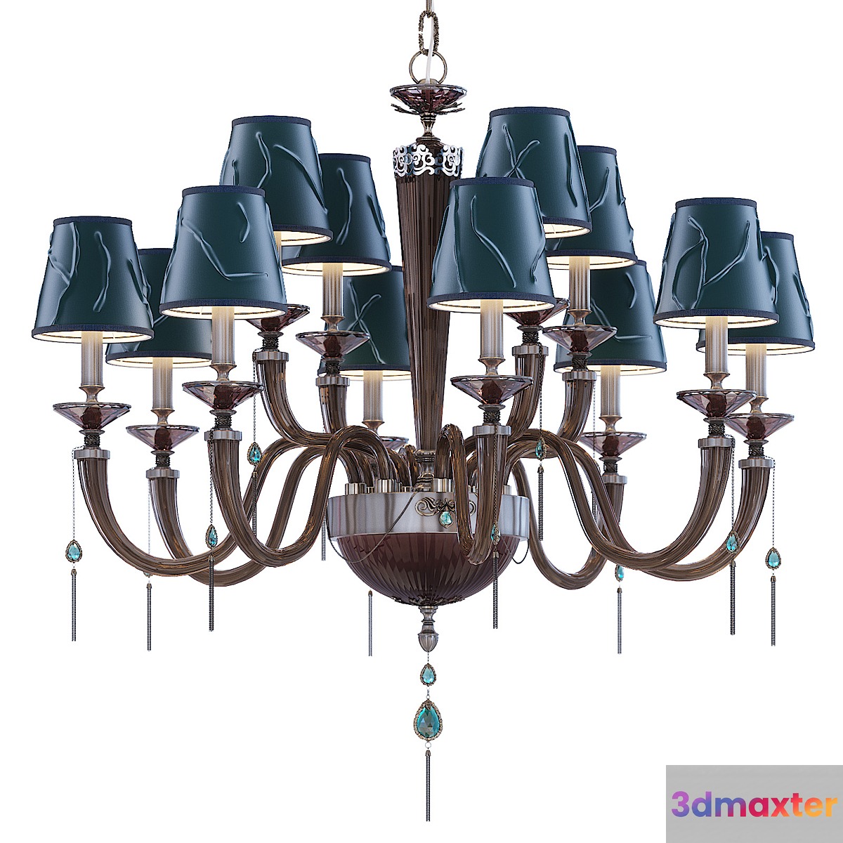 Chandelier Euroluce JULIENNE Fume shade L8 + 4 Green 3D Max
