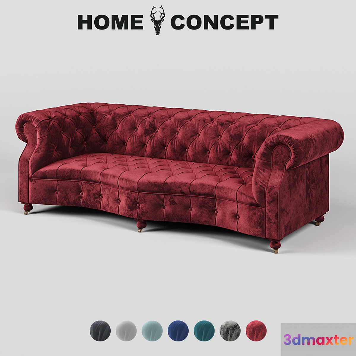 OM Triple sofa Serpentine Bensington corduroy; Serpentine Siren 3 Seater Velvet. 3D Max